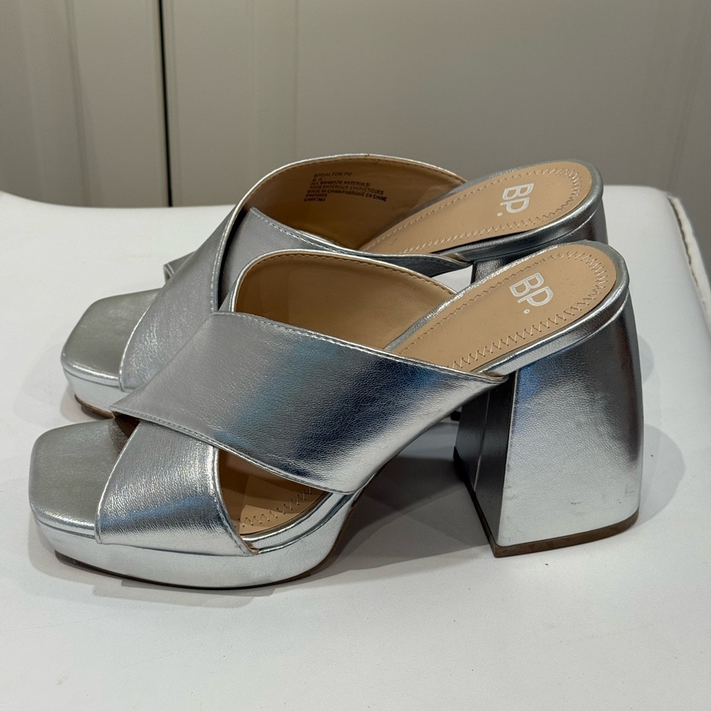 BP Metallic Silver Platform Mules